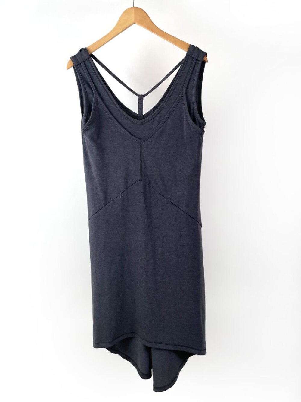 Indygena/Indyeva Sleeveless Tank Midi Dress Layered Look, Charcoal Grey, Size M